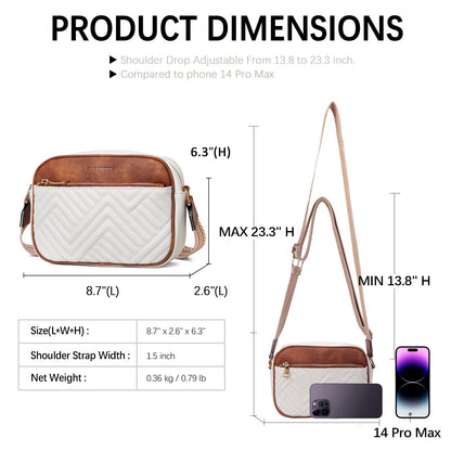 BOSTANTEN Quilted Crossbody Bags for Women Vegan Leather Purses Small Shoulder Handbags with Wide Strap