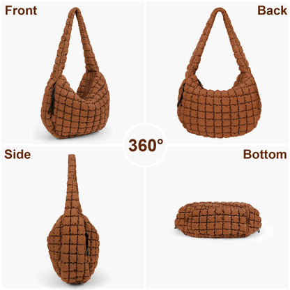 Juoxeepy Quilted Tote Bag Large Quilted Carryall Puffer Shoulder Bag Lightweight Quilted Padding Hobo Bag Quilted Bag