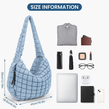 Juoxeepy Quilted Tote Bag Large Quilted Carryall Puffer Shoulder Bag Lightweight Quilted Padding Hobo Bag Quilted Bag