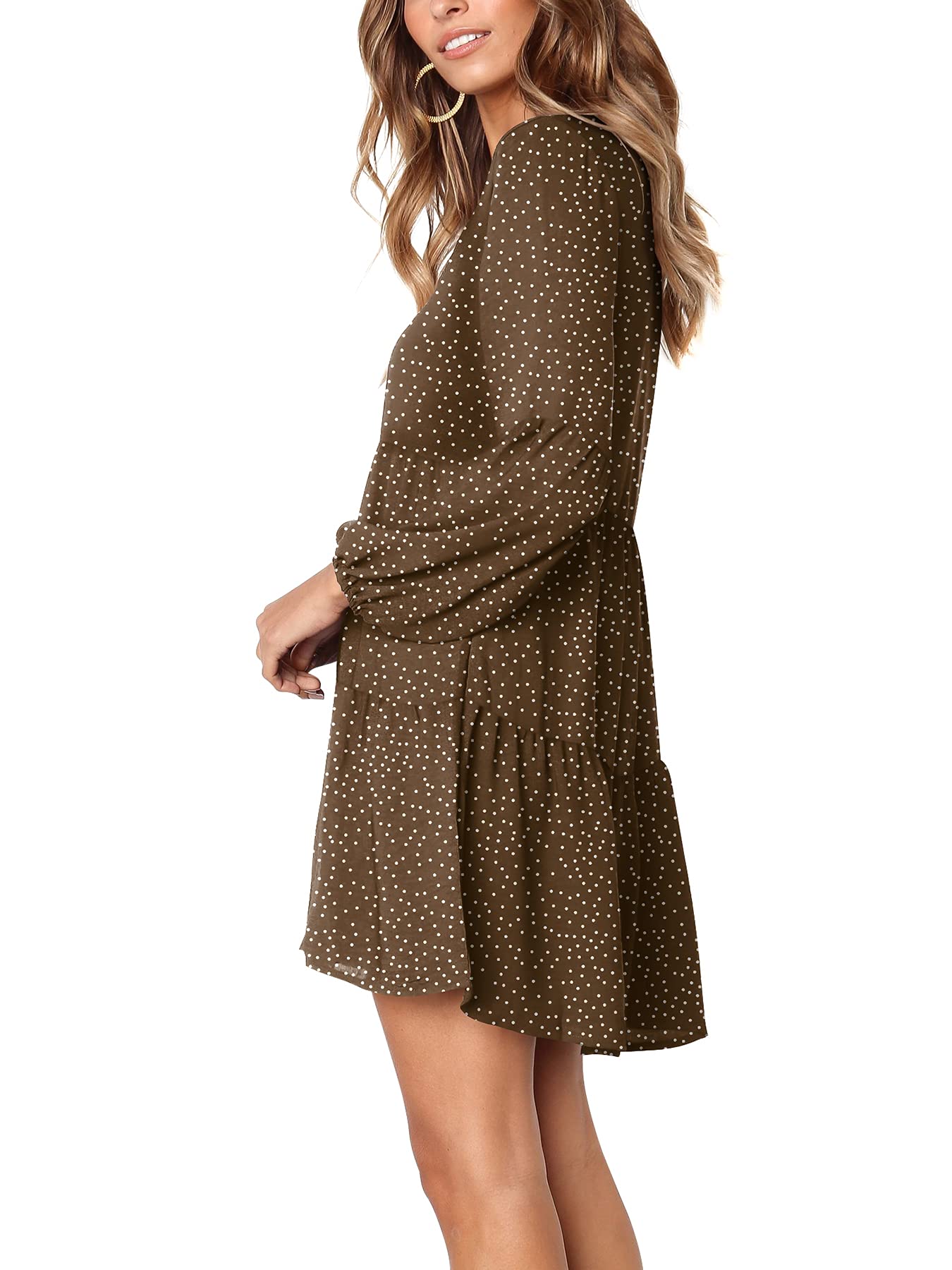 Amoretu Women Summer Tunic Dress V Neck Casual Loose Flowy Swing Shift Dress