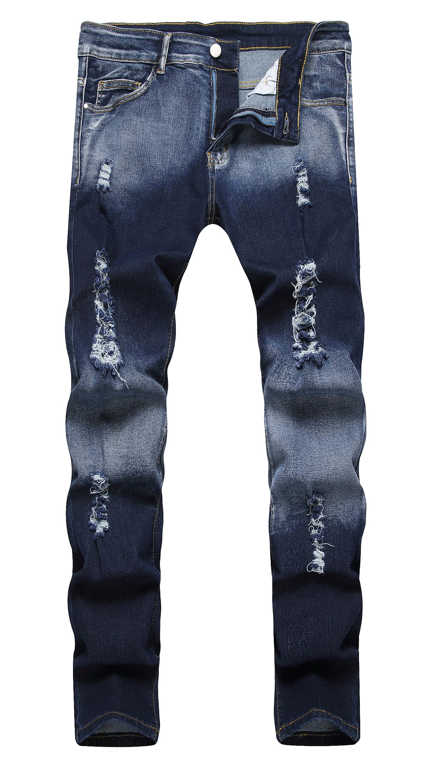 Men's Ripped Skinny Stretch Distressed Destroyed Slim Jeans Denim Pants
