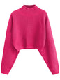 ZAFUL Women's Cropped Turtleneck Sweater Lantern Sleeve Ribbed Knit Pullover Sweater Jumper