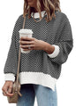 ETCYY Womens Oversized Sweaters Fall 2024 Fashion Clothes Trendy Batwing Sleeve Colorblock Striped Knit Pullover Sweater Tops