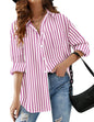 HOTOUCH Women Oversized Button Down Shirts Office Drop Shoulder Blouse Long Sleeve Boyfriend Dress Shirt with Pockets