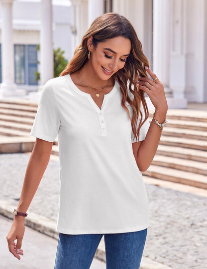 Zeagoo Womens Summer Tops Casual Short Sleeve V Neck Shirts Business Dressy Work Tunic Blouses
