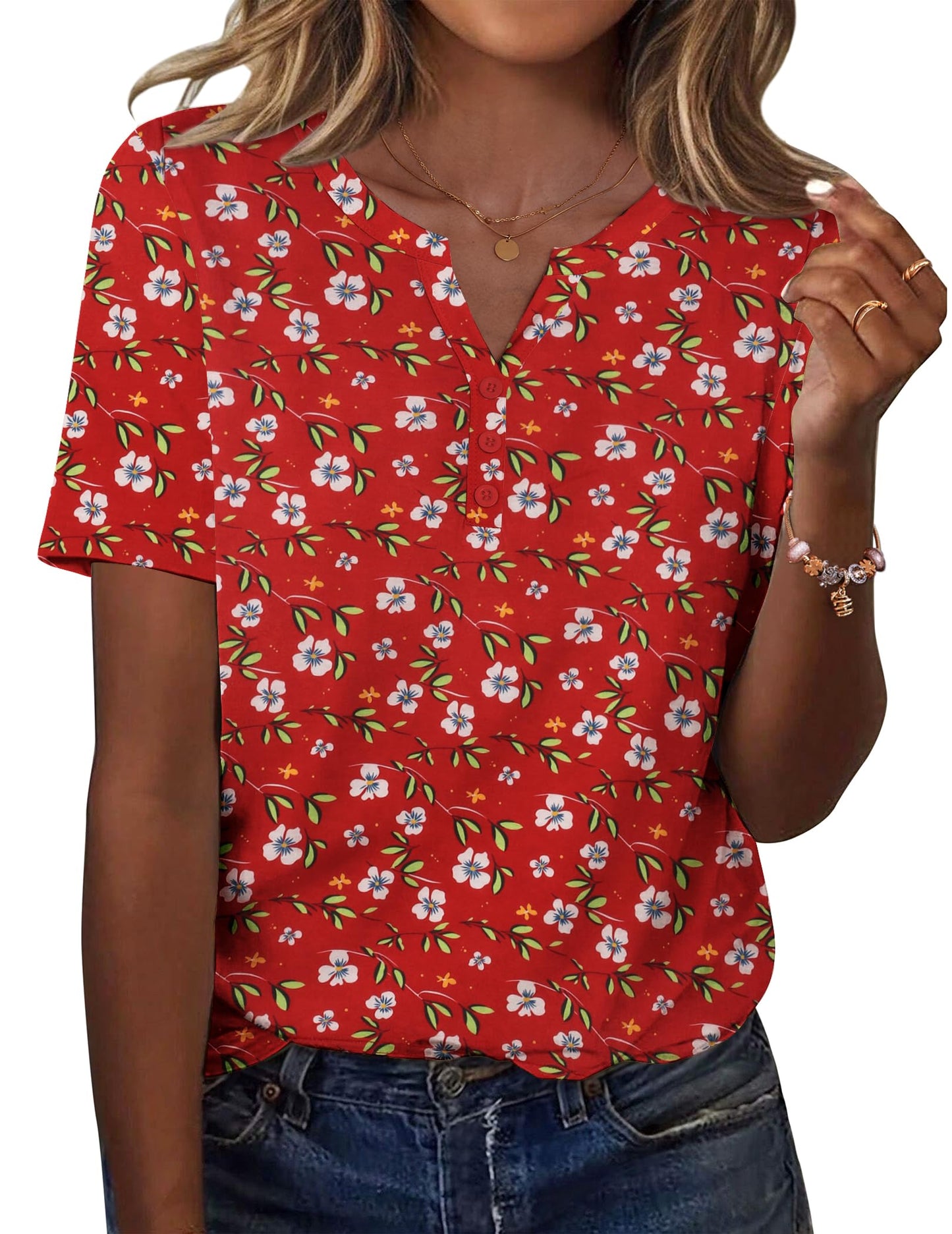 Zeagoo Womens Summer Tops Casual Short Sleeve V Neck Shirts Business Dressy Work Tunic Blouses