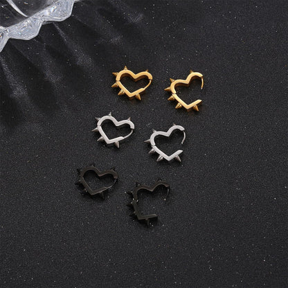 Goth Earrings Black Heart Punk Earrings Set Y2k Emo Jewelry Alternative Jewelry for Women Grunge Earrings Spike Earrings Gifts for Men