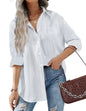 HOTOUCH Women Oversized Button Down Shirts Office Drop Shoulder Blouse Long Sleeve Boyfriend Dress Shirt with Pockets