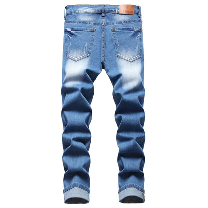 JUNBAOSS Men's Slim Fit Stretch Jeans Ripped Skinny Jeans for Men, Distressed Straight Leg Fashion Comfort Flex Waist Pants