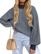 ZESICA Women's Fall Fashion Turtleneck Long Sleeve Striped Ribbed Knit Loose Pullover Sweater Tops