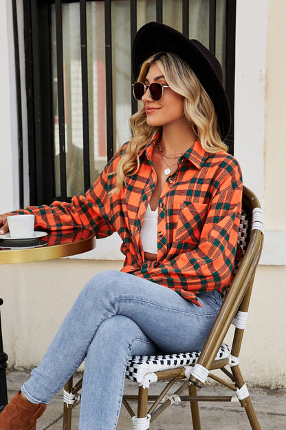 CHYRII Womens Button Down Flannel Shirts Long Sleeve Plaid Shackets Business Casual Blouse Top