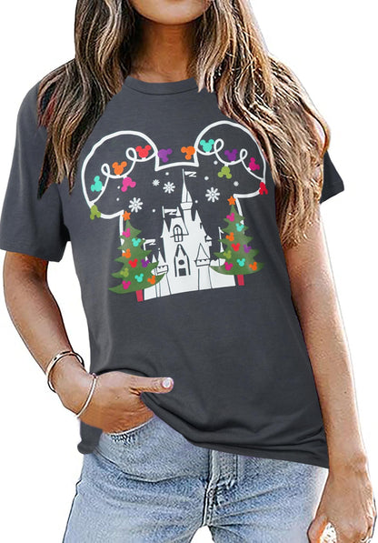 Merry Christmas Shirts for Women Xmas Holiday Tops Short Sleeve Tshirt Casual Graphic tees