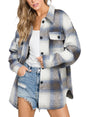 Beaully Women's Flannel Plaid Shacket Long Sleeve Button Down Shirts Jacket Coats with Side Pockets