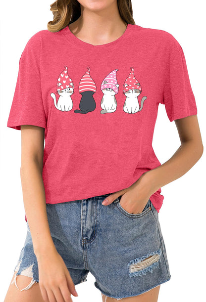 Valentine's Day Shirt for Womens Cute Gnomes T-Shirt Love Heart Printed Shirts Short Sleeve Graphic Tees Tops