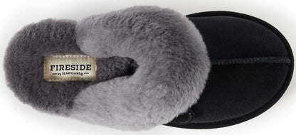 Dearfoams Women's Fireside Sydney Shearling Fur Indoor/Outdoor Scuff Slipper with Wide Widths