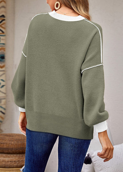 ETCYY Womens Oversized Sweaters Fall 2024 Fashion Clothes Trendy Batwing Sleeve Colorblock Striped Knit Pullover Sweater Tops