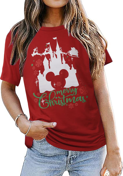 Merry Christmas Shirts for Women Xmas Holiday Tops Short Sleeve Tshirt Casual Graphic tees