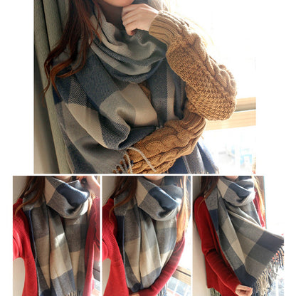 YSense Women's Long Plaid Blanket Scarf Chunky Oversized Winter Fall Warm Scarf Big Tartan Scarves Wrap Shawl Ladies Gifts