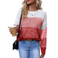 Women's Striped Color Block Sweater Long Sleeve Crewneck Casual Loose Fit Soft Knit Sweater Pullover Tops