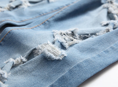 Men's Ripped Skinny Stretch Distressed Destroyed Slim Jeans Denim Pants