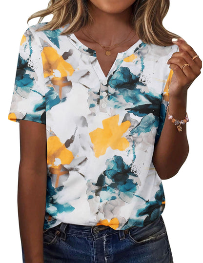 Zeagoo Womens Summer Tops Casual Short Sleeve V Neck Shirts Business Dressy Work Tunic Blouses