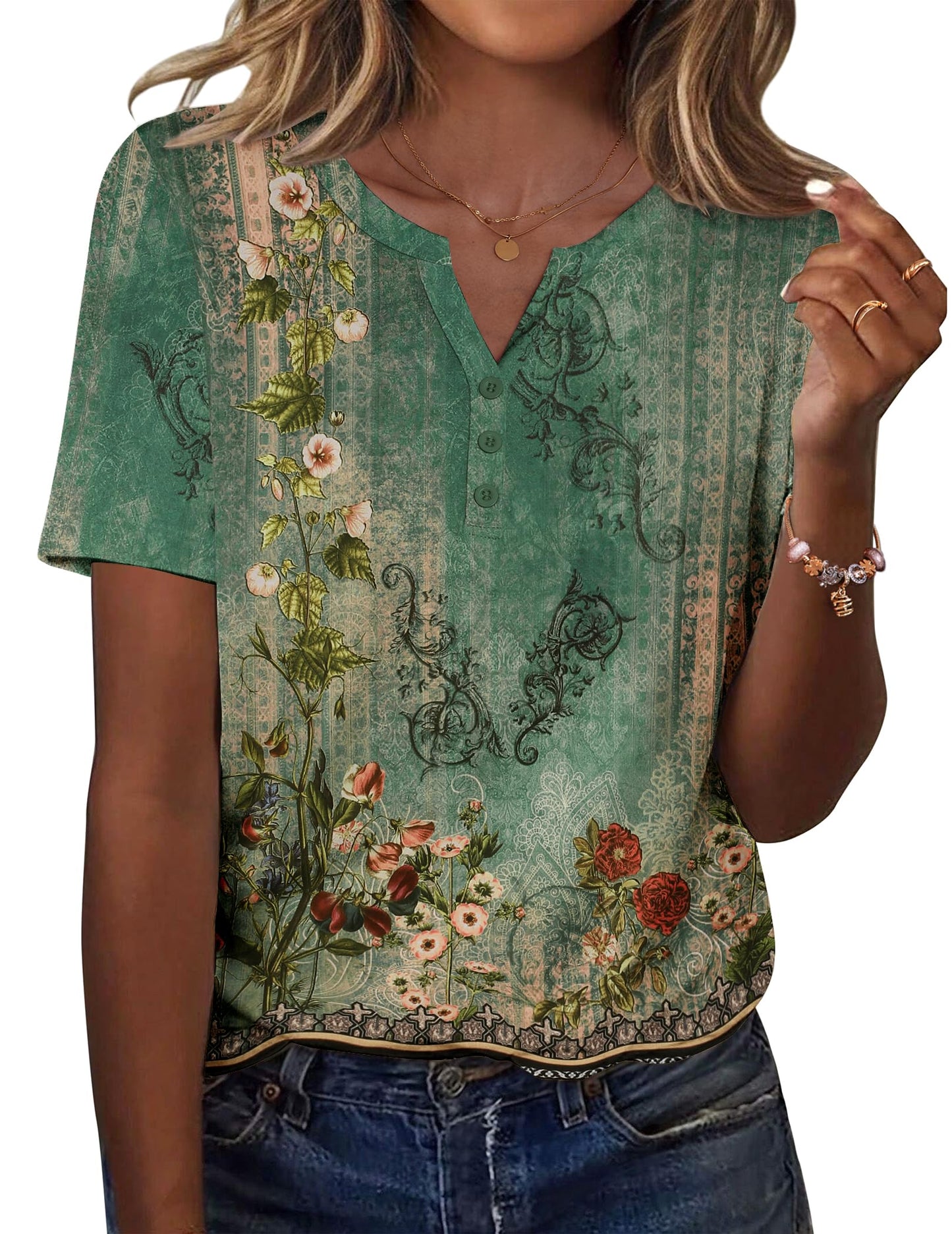 Zeagoo Womens Summer Tops Casual Short Sleeve V Neck Shirts Business Dressy Work Tunic Blouses
