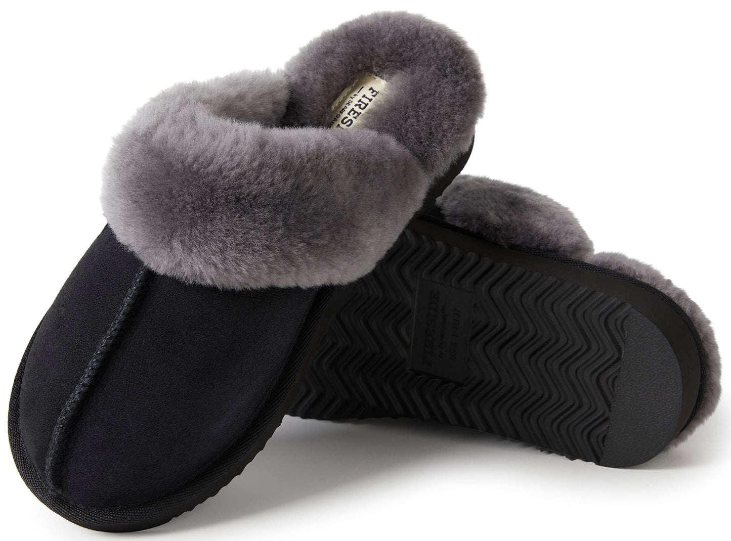 Dearfoams Women's Fireside Sydney Shearling Fur Indoor/Outdoor Scuff Slipper with Wide Widths
