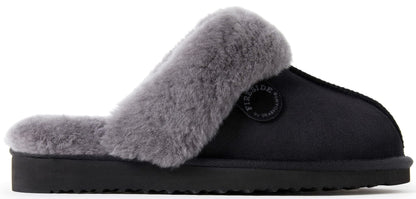 Dearfoams Women's Fireside Sydney Shearling Fur Indoor/Outdoor Scuff Slipper with Wide Widths