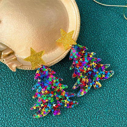 Christmas Earrings for Women Cute Colorful Acrylic Christmas Santa Claus Tree Gingerbread Men Earrings Funny Christmas Cat Dinosaur Earrings Xmas New Year Party Earrings Holiday Earrings