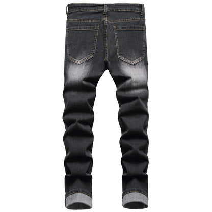 JUNBAOSS Men's Slim Fit Stretch Jeans Ripped Skinny Jeans for Men, Distressed Straight Leg Fashion Comfort Flex Waist Pants