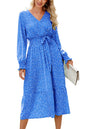 PRETTYGARDEN Women's Floral Print Boho Dress Long Sleeve Wrap V Neck Ruffle Belted A-Line Flowy Maxi Dresses
