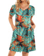 HOTOUCH Womens Summer Floral V Neck Dresses Beach Casual Short Sleeve T Shirt Dresses Swing Sundresses with Pockets 2025
