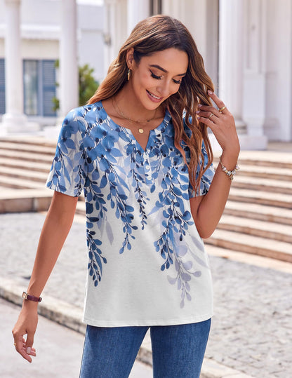 Zeagoo Womens Summer Tops Casual Short Sleeve V Neck Shirts Business Dressy Work Tunic Blouses