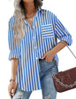 HOTOUCH Women Oversized Button Down Shirts Office Drop Shoulder Blouse Long Sleeve Boyfriend Dress Shirt with Pockets