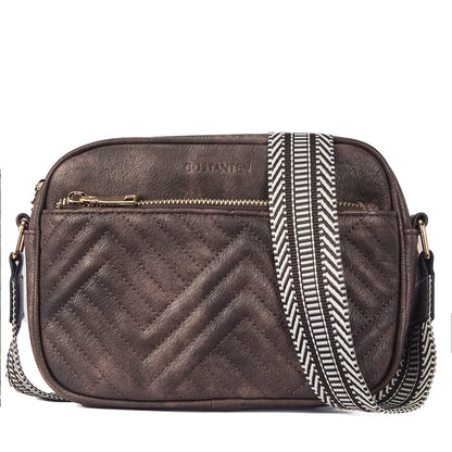 BOSTANTEN Quilted Crossbody Bags for Women Vegan Leather Purses Small Shoulder Handbags with Wide Strap