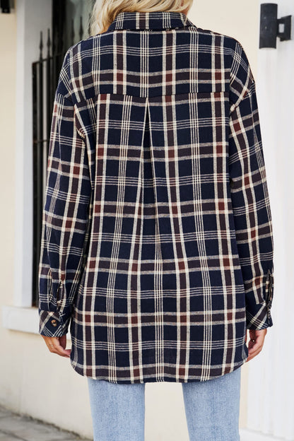 CHYRII Womens Button Down Flannel Shirts Long Sleeve Plaid Shackets Business Casual Blouse Top