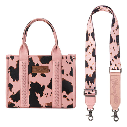 Wrangler Cow Print Tote Bag for Women Western Purse Boho Top Handle Satchel Handbag with Signature Strap