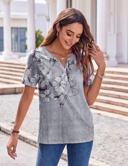 Zeagoo Womens Summer Tops Casual Short Sleeve V Neck Shirts Business Dressy Work Tunic Blouses