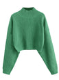 ZAFUL Women's Cropped Turtleneck Sweater Lantern Sleeve Ribbed Knit Pullover Sweater Jumper