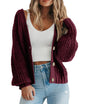 PRETTYGARDEN Women's Chunky Knit Open Front Sweater Long Sleeve Button Loose Short Cardigan Outerwear Coats