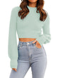 ZESICA Women's Fall Mock Neck Cropped Sweater Long Sleeve Soft Ribbed Knit Pullover Jumper Tops