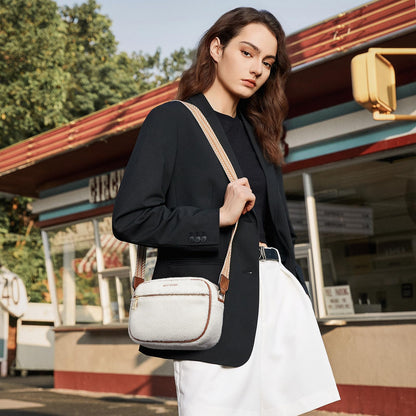 BOSTANTEN Quilted Crossbody Bags for Women Vegan Leather Purses Small Shoulder Handbags with Wide Strap