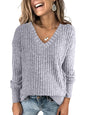 ANRABESS Long Sleeve Shirts for Women V Neck Casual Fall Tops Loose Fit Lightweight Sweaters Tunic Fashion 2024 Clothes