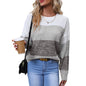 Women's Striped Color Block Sweater Long Sleeve Crewneck Casual Loose Fit Soft Knit Sweater Pullover Tops