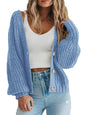 PRETTYGARDEN Women's Chunky Knit Open Front Sweater Long Sleeve Button Loose Short Cardigan Outerwear Coats