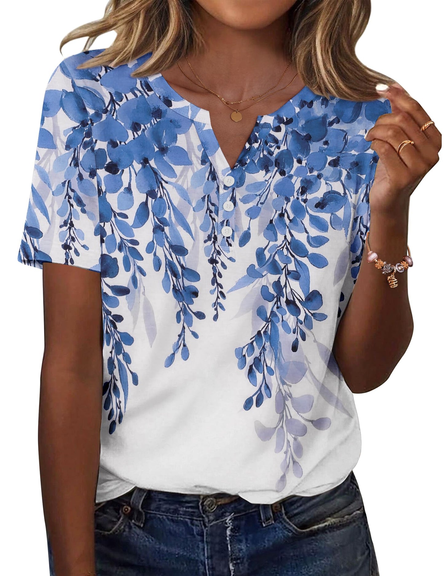 Zeagoo Womens Summer Tops Casual Short Sleeve V Neck Shirts Business Dressy Work Tunic Blouses