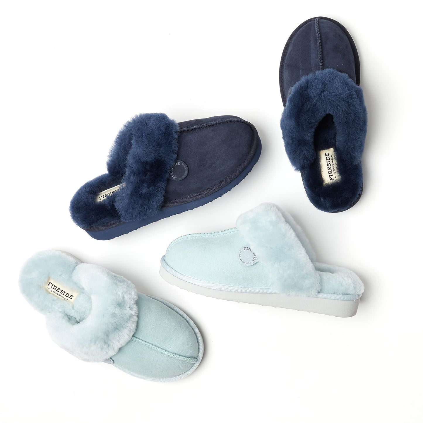 Dearfoams Women's Fireside Sydney Shearling Fur Indoor/Outdoor Scuff Slipper with Wide Widths