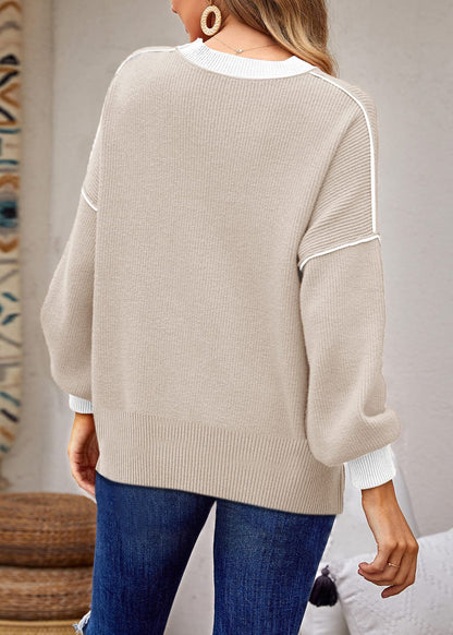 ETCYY Womens Oversized Sweaters Fall 2024 Fashion Clothes Trendy Batwing Sleeve Colorblock Striped Knit Pullover Sweater Tops