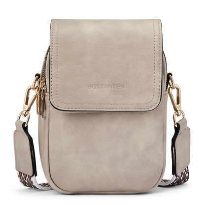 BOSTANTEN Small Crossbody Bags for Women Trendy Leather Phone Wallet Purses Handbags Adjustable Guitar Strap