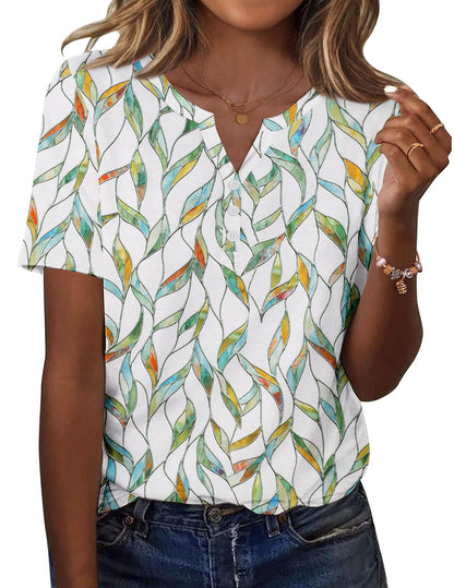 Zeagoo Womens Summer Tops Casual Short Sleeve V Neck Shirts Business Dressy Work Tunic Blouses
